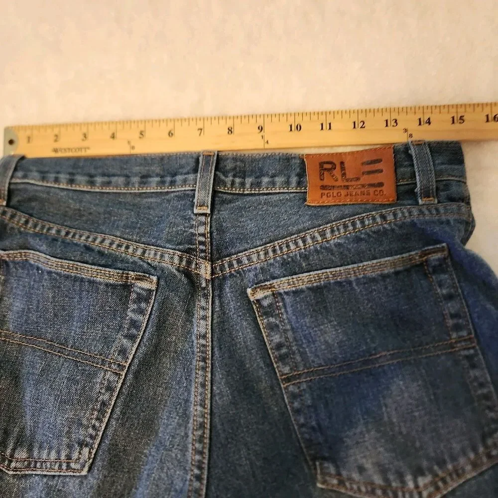 Y2K Polo Jeans Co Boys 20 Blue Denim Jeans Straight Leg Ralph Lauren 30x29.5 Vtg